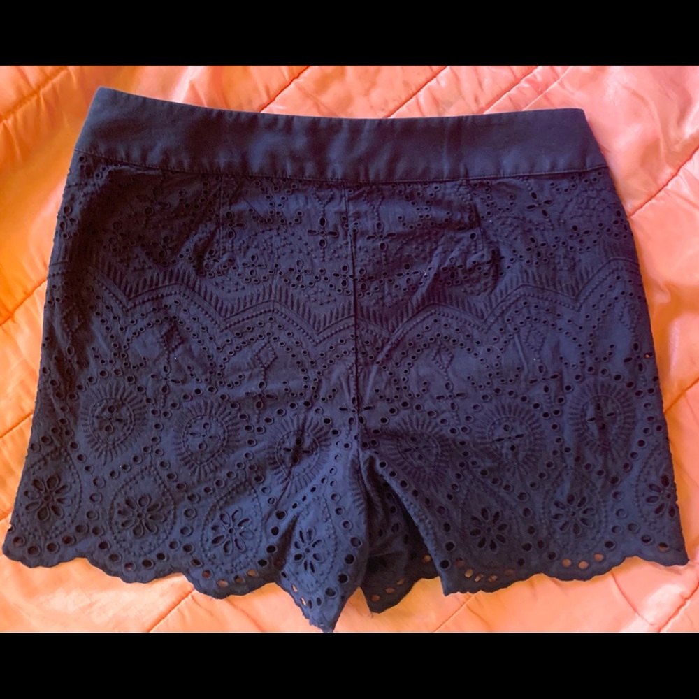 LOFT / Navy Eyelet Lined Lace Short / sz 6